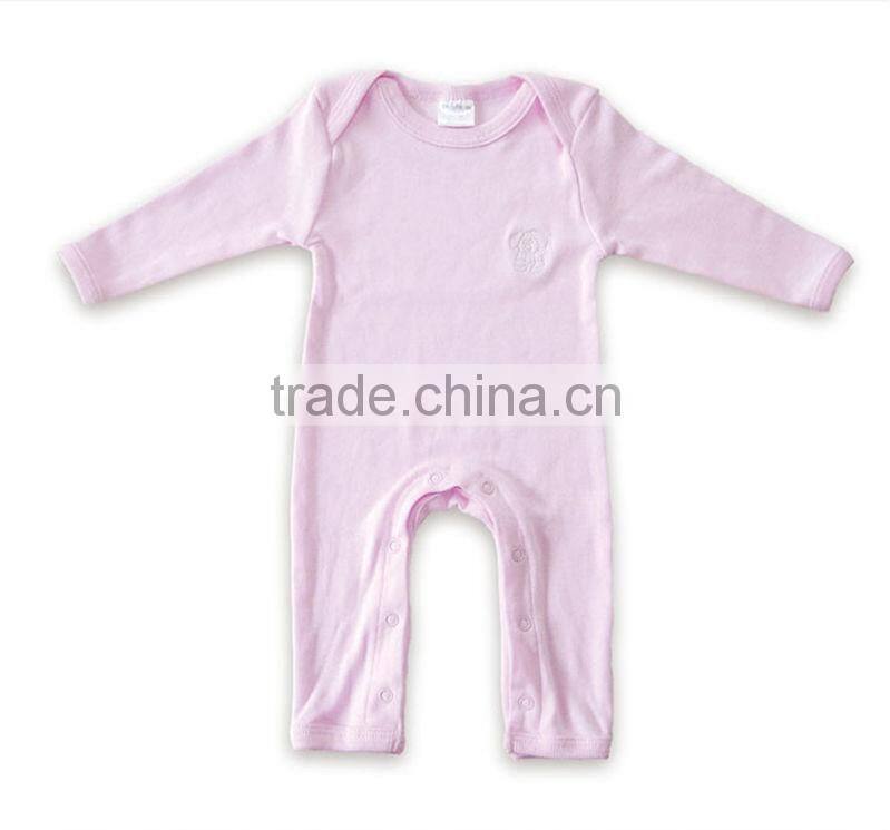100% cotton long sleeves baby rompers blank