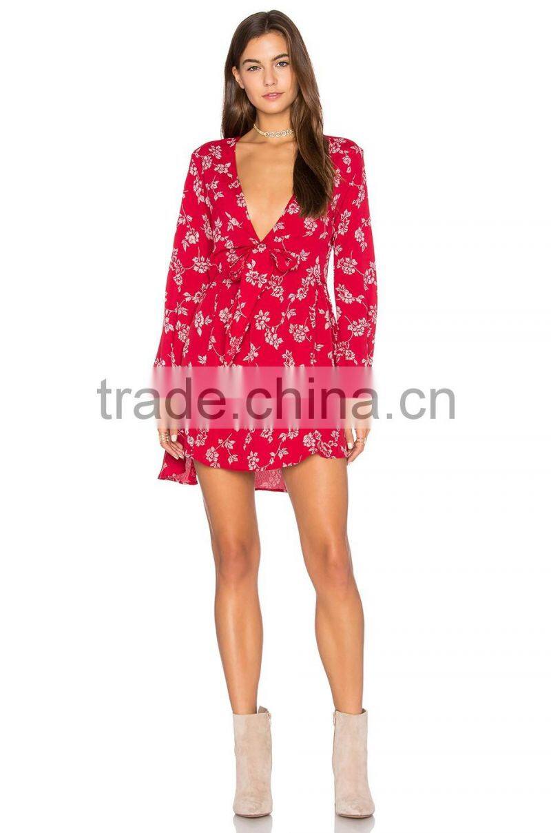 Boho Sexy Printed Rayon Front Tie Closure One Piece Party Mini Girls Dress Name With Pictures Designer Women Apparel HSD5850