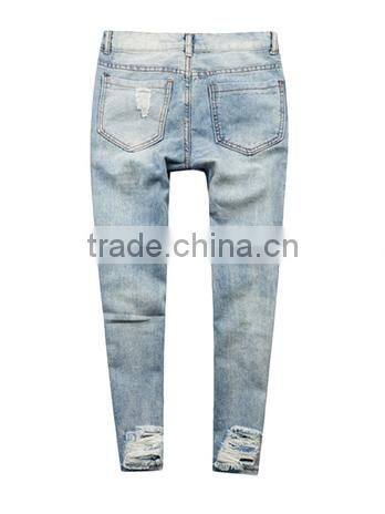 Frayed Solid Color Ninth Womens Fashion Jeans