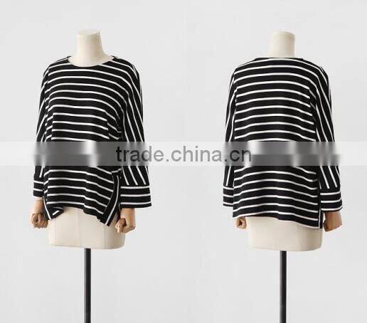 high fashion stripe with grenadine T shirt for woman hot sale 2017