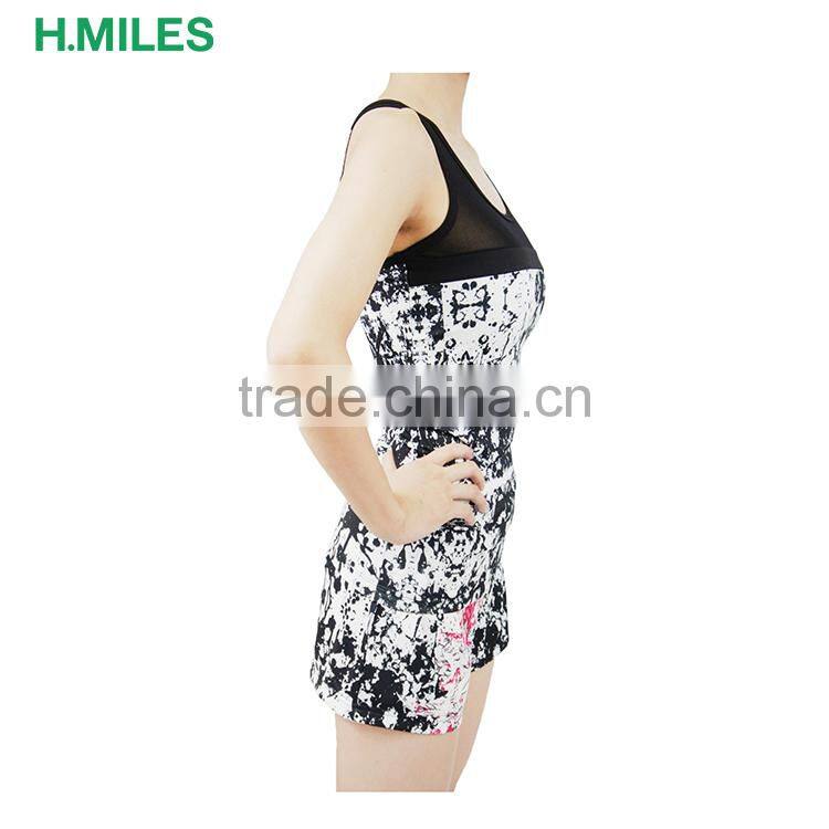 Full printed tank top and shorts jogger running sport suit sets women