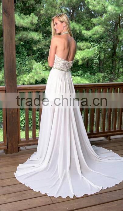 white sexy ladies one piece evening beaded leg open prom dress