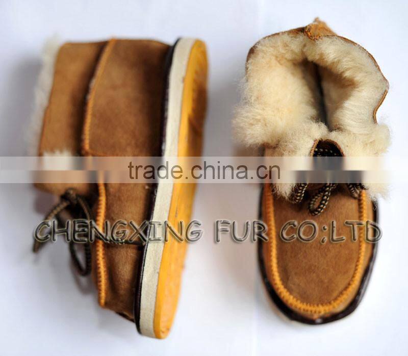 CX-SHOES-03B Genuine Sheepskin Leather Baby Shoes