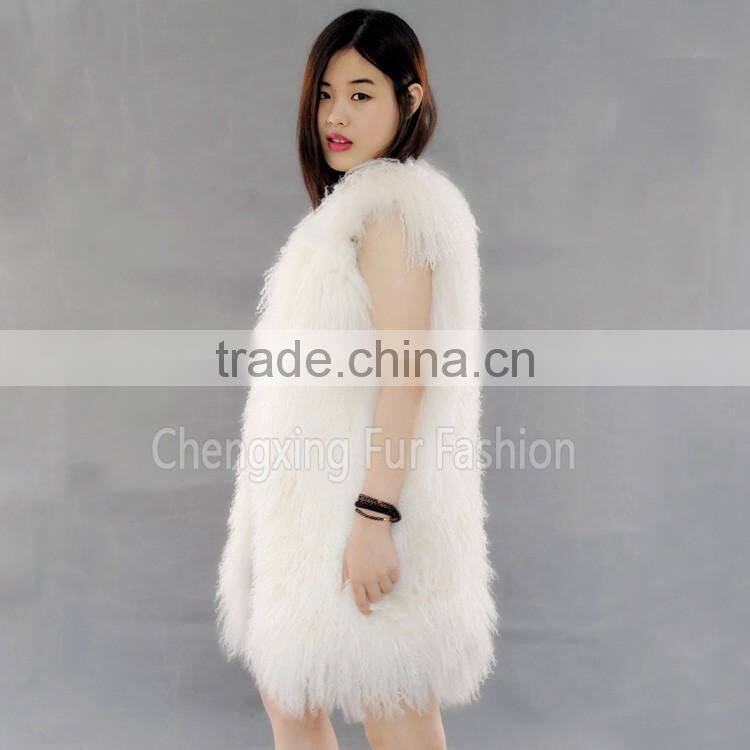 CX-G-B-101 Autumn Winter Genuine Mongolian Lamb Fur Vest