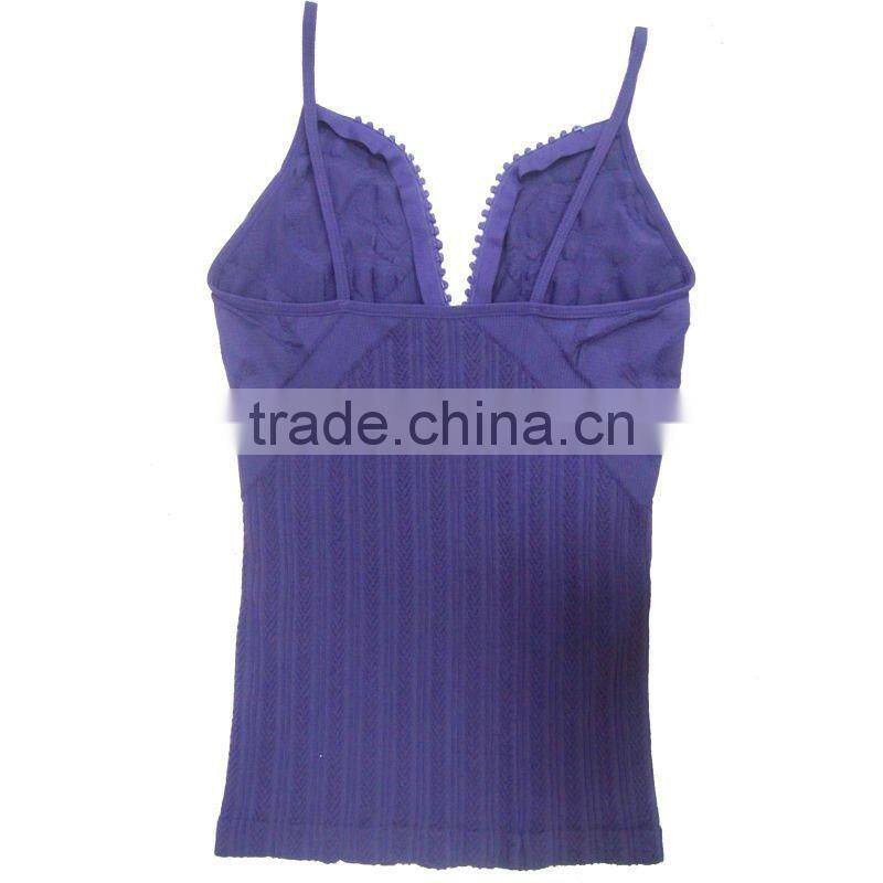 Seamless Spaghetti Strap Front Rhinestone Zipper Tank Top