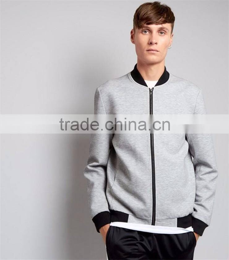MGOO Men Custom Cotton Zip Up Coat Robbing Collar Tailored Jersey Bomber Jacket Grey Baseball Clothings