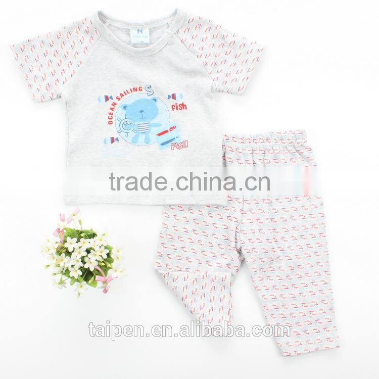 Wholesale Winter Kids 2Pcs Set Pajama Navy O-neck Pajama Baby Set 100% Cotton BG1-386