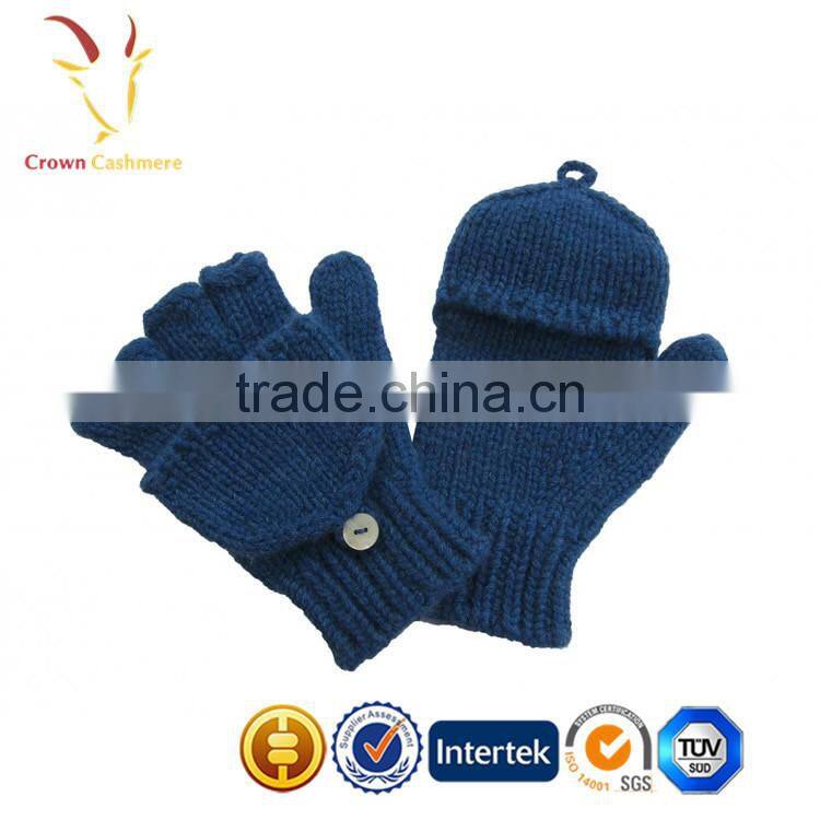 Custom Brown Fingerless Cashmere Mittens Gloves