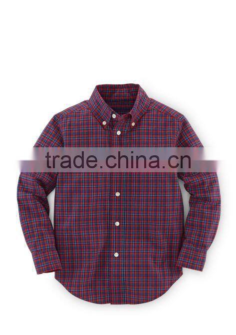 2016 Hot-selling school uniform wholesale long sleeve mens plaid polo shirt