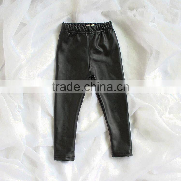 1-4 years 2017 New Wholesale Cotton Autumn Solid Black pu Kids Girls Pants (pick size)