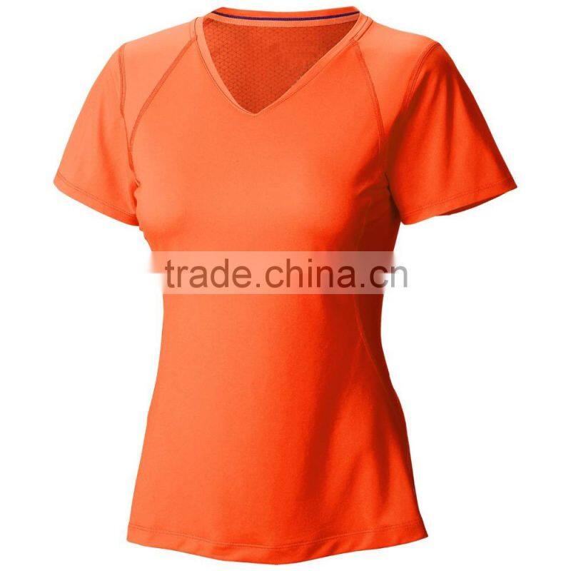 good quality colorful plain v neck wholesale short sleeve women t shirt