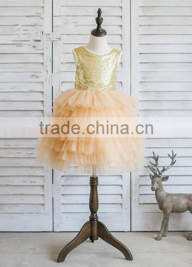 Wholesale Children's Boutique Flower Girls Dresses Sequin Tutu Dress Chindren Wear