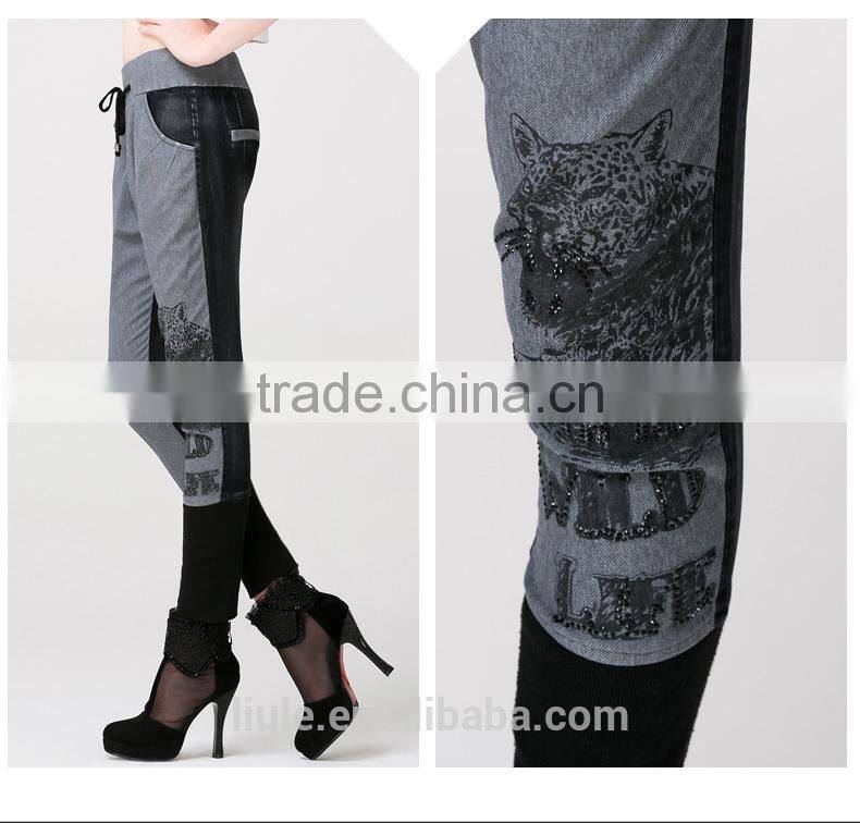 animal pattern embroideried women sweat pants for wholesale