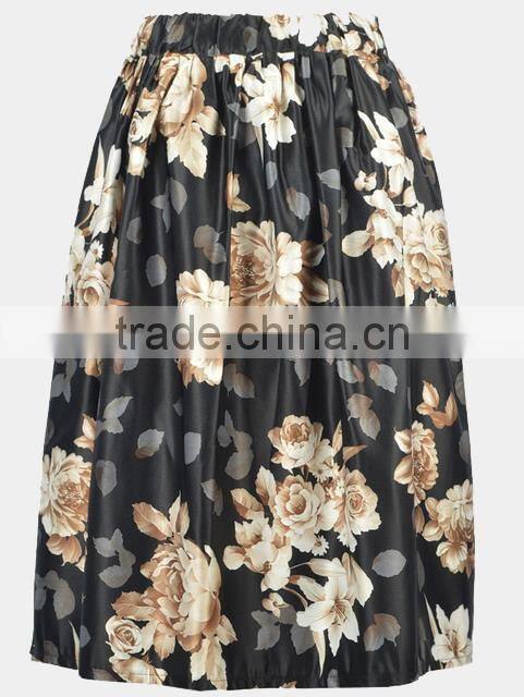 2017 Floral printed bandage A-line elegant wild skirt