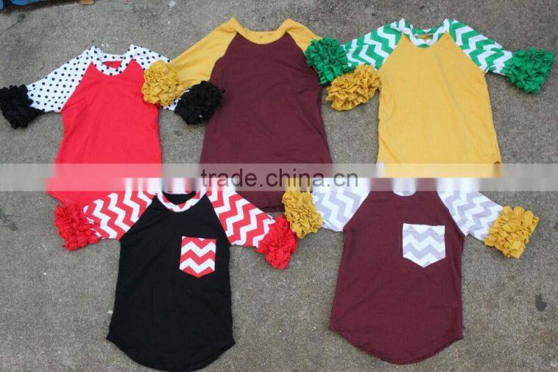 pernickety boutique baby girl raglan shirt ruffle long and the 3/4 sleeve wholesale 2016 winter shirt children girls top