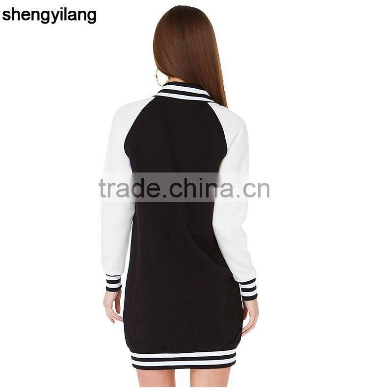 new fashion contrast colour autumn winter hoodies dress longline hoodies