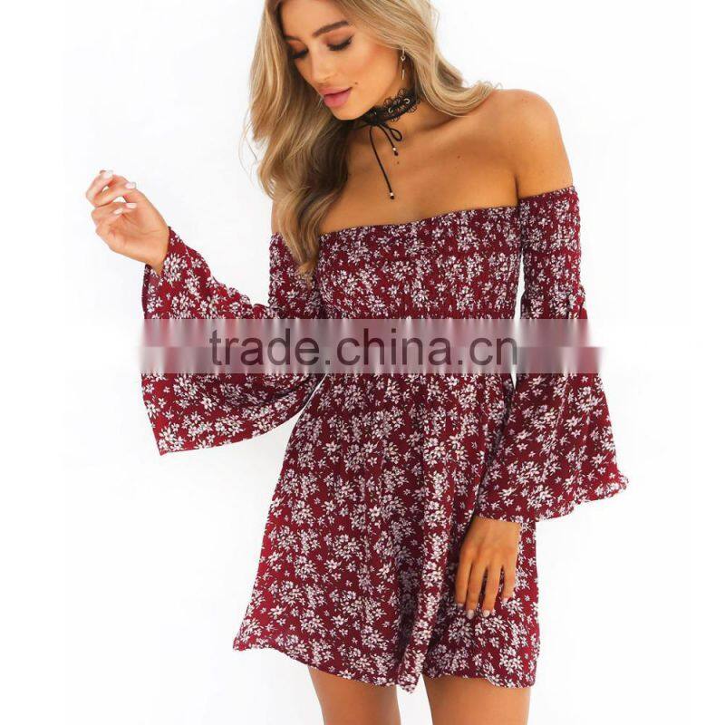 High Quality Styles Floral Off-Shoulder Dress Latest Dress Patterns Ladies for wholesale