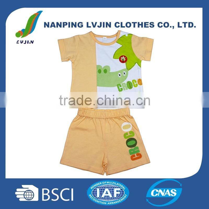 Wholesale High Quality Summer Infant Children Baby Boy Clothing Set with T-shirt and Short