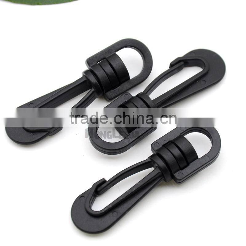 HLD/B001F black POM plastic spring snap clip hooks carabiner paracord strap hooks rotary hooks swivel snap hook