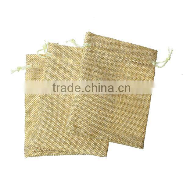 Wholesale Drawstring Rectangle Pale Yellow Burlap Jewelry Bags