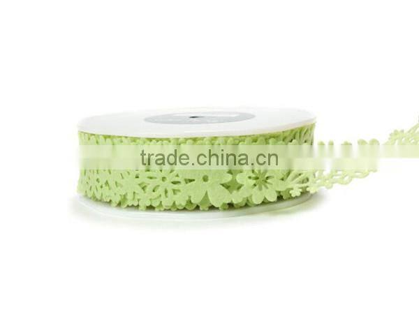 May Arts Parrot Green Floral Felt Ribbon