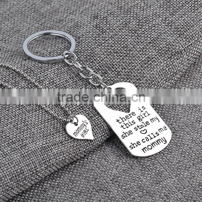 Fashion DIY Keychain and Necklace Heart Gift New Mommy Daddy Mother Father's Day