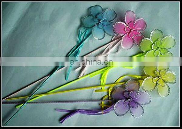 Silver glitter painting nylon flower garden stick decoration