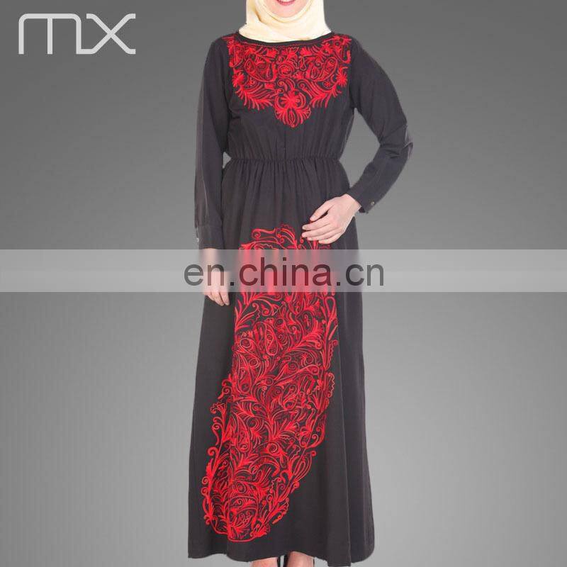 Body Fit Long Gown Fancy Hooded Sheer Embroidery Caftan Dress For Ladies