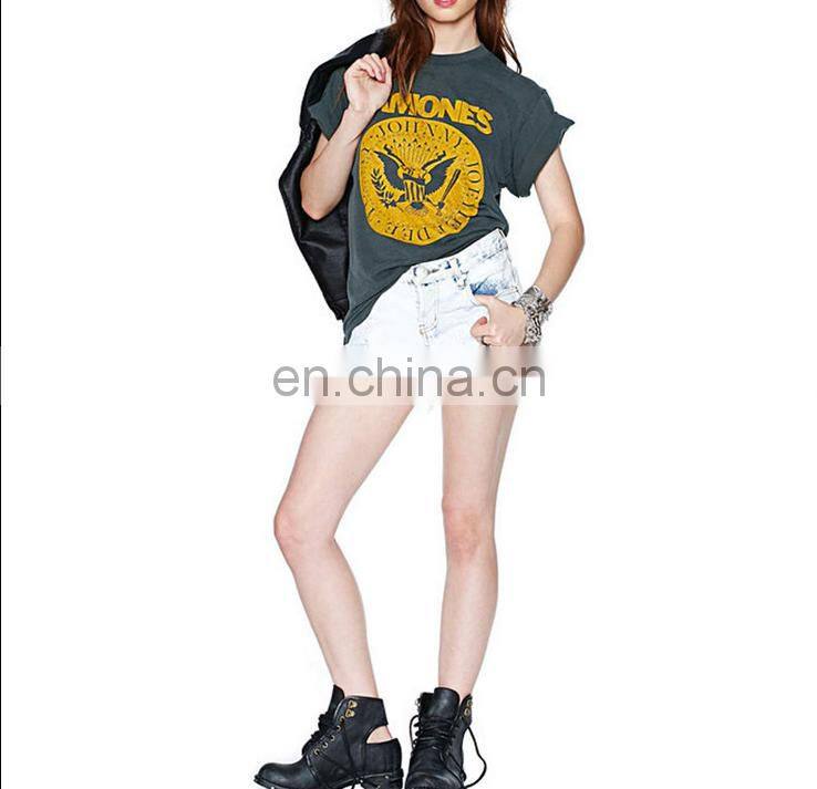 New Women Casual Shirt Summer Short Sleeve Tee Vintage Printed Lady Girl T-shirt