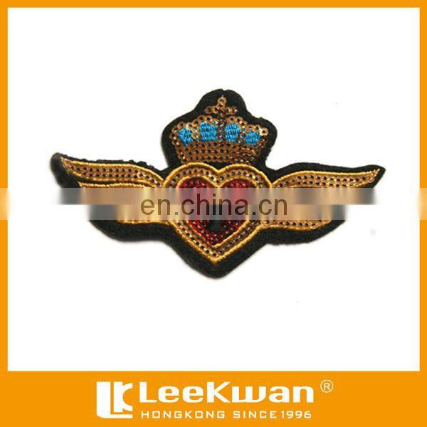 Sweet King Crown And Wing Design Sequins Embroidery Badge For Kid Clothing Decation