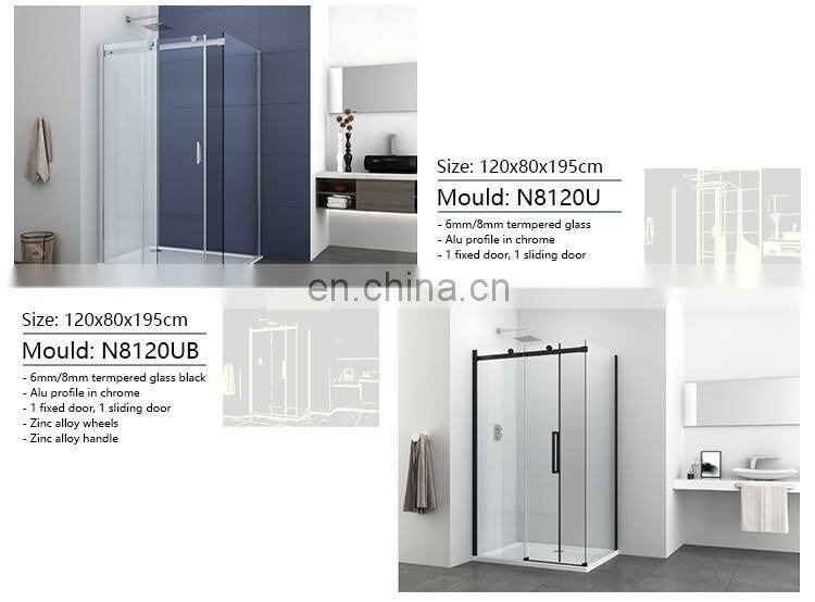Sliding Shower Cabin Tempered Glass Black Quantity Acrylic Steel Stainless Frame Style House Modular Bathroom Hotel Color Tray