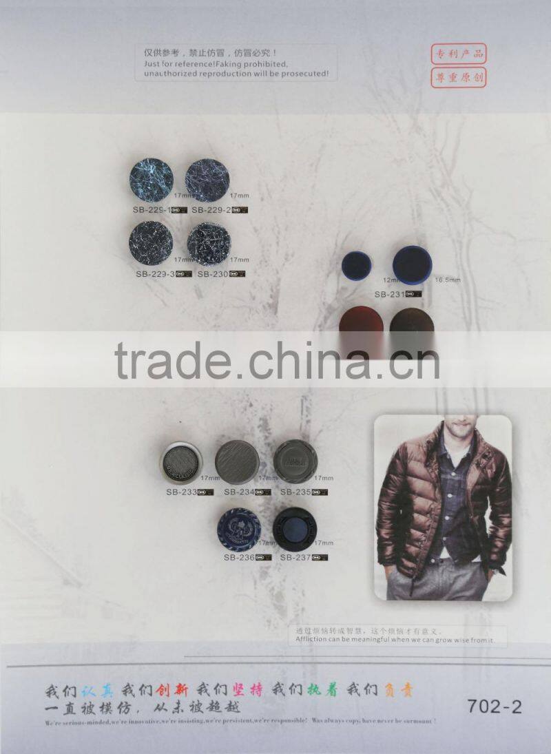 matt gunmetal logo face spring snap button