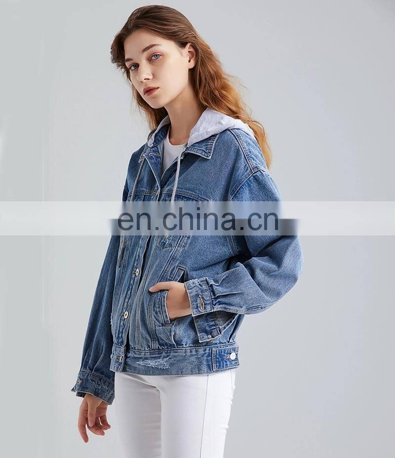 Factory Stock lot women denim jacket good quality jean jackets hooded ladies fashion tops