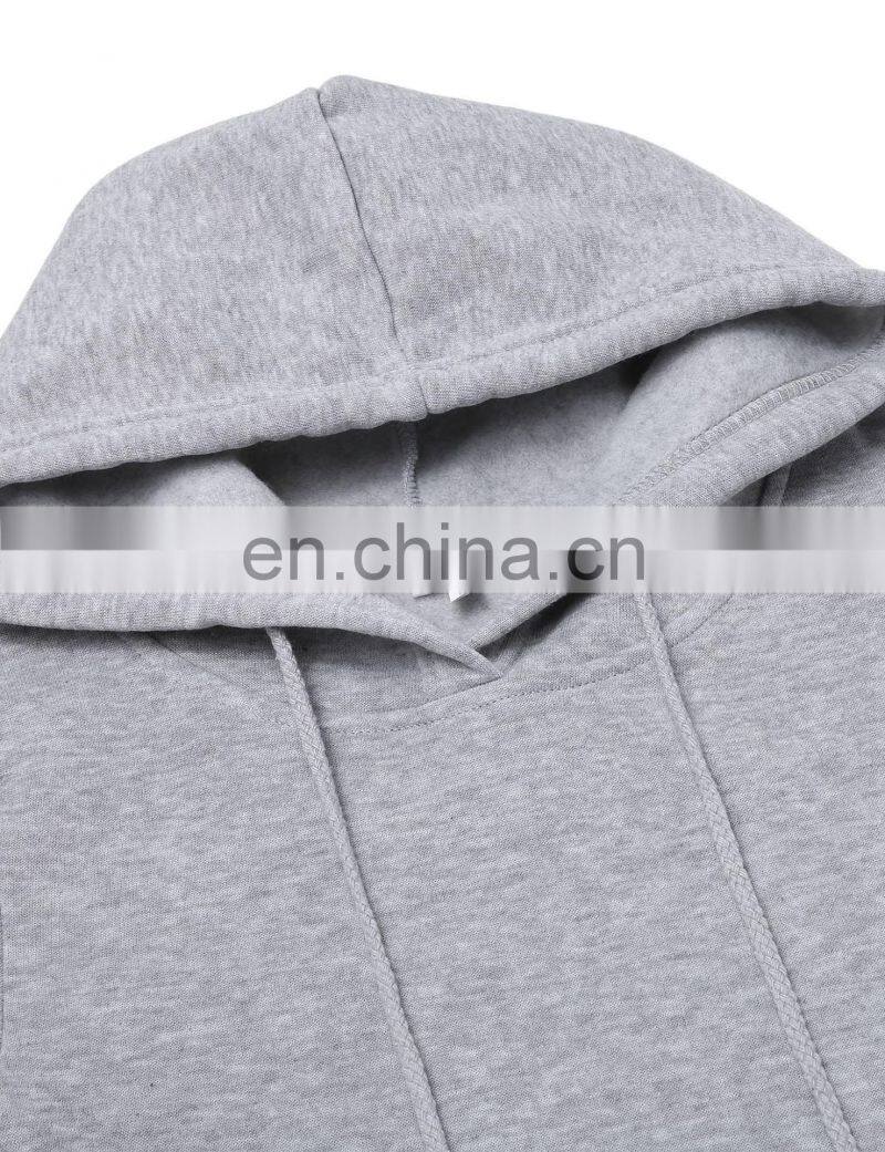Wholesale custom fashion plain color pocket pullover casual drawstring pure color hoodie women long sleeve dress