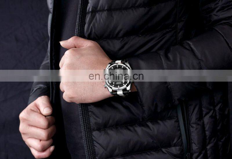 MEGIR 2076 Men'S Fashion Casual Quartz Movement Auto Date Leather Band Analog Watch Band Leather