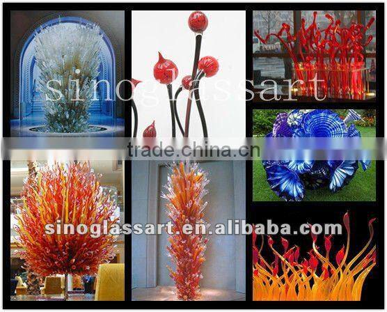Large Meeting Room Tabletop Decorative Glass Plant Sculpture