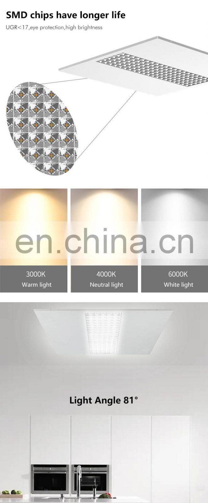 ALLWAY Commercial 4000K Recessed Ceiling Lighting Office Meeting Room LED Panel Lamp Light