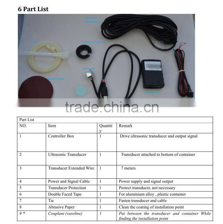F500 ultrasonic sensor receiver transmitter water level meter liquid level measurement sensors with no drilling hole