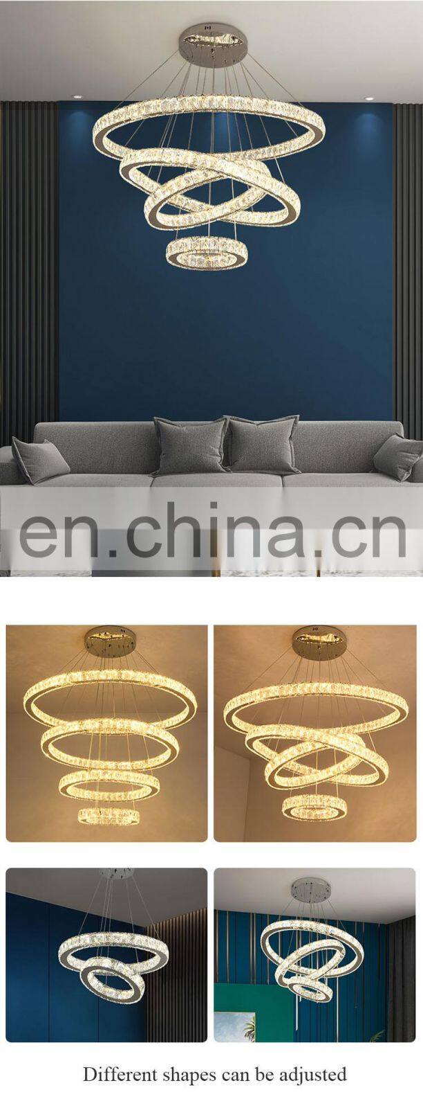 LED Round Crystal Circle Chandelier LUXURY Ring lamp Pendant Lights For living room Hotel Restaurant Hanging lights