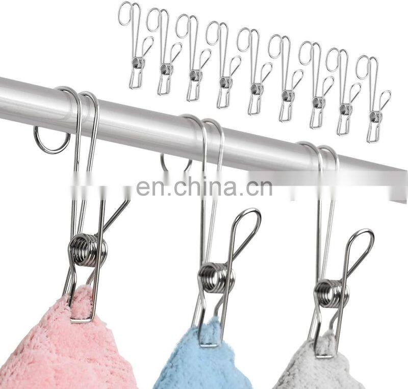 Home Storage Rack Laundry Chip Hooks Clothes Pegs Photo Clip Stainless Steel Clothespins Towel Chips Hook Laundry Storage Holder