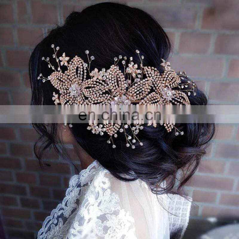 Flower Bridal Crown Tiara Rhinestone Wedding Hair Jewelry Bridal Hair Accessories Luxury Crystal Bridal Headwear