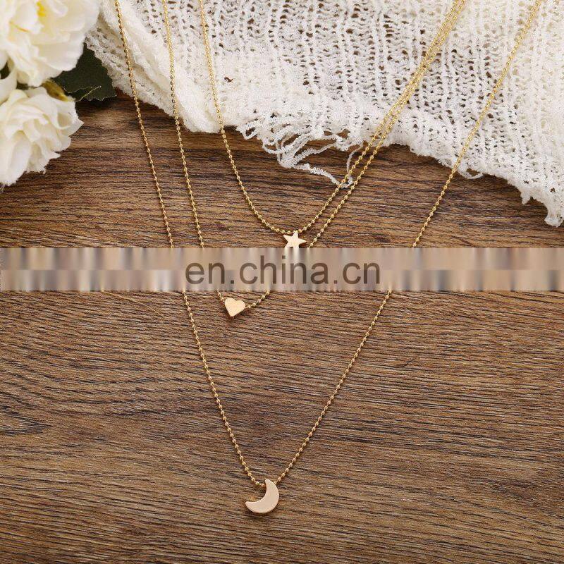 Bohemian Gold Moon Choker Necklace for Women Chains Statement Necklace Star Map Heart Pendant Necklaces Boho Jewelry Gift