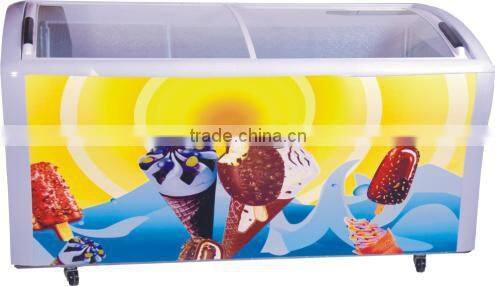 538L big capacity chest freezers for ice cream used big deep freezer glass door