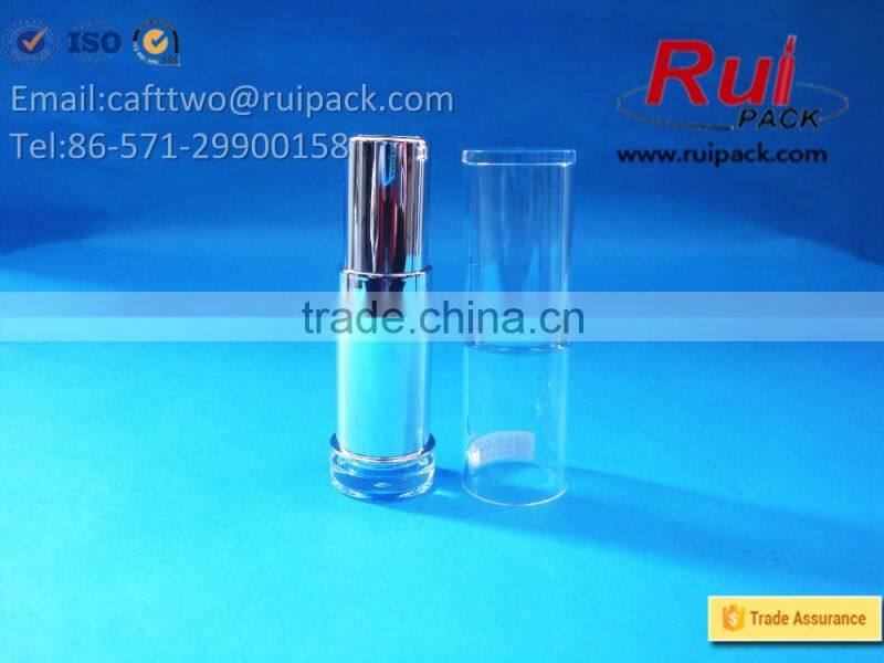 Round shiny silver lipstick tube with big clear cover, silver lip cream tube with large transparent cap