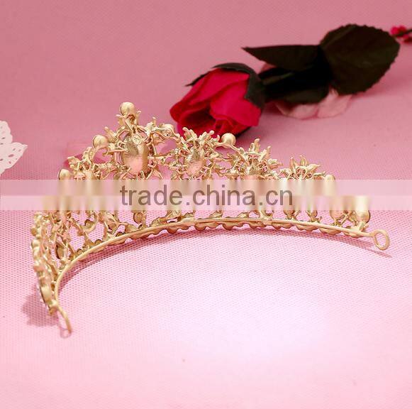 gold rhinestones alloy crystal crowns wholesale factory wedding tiara crown band