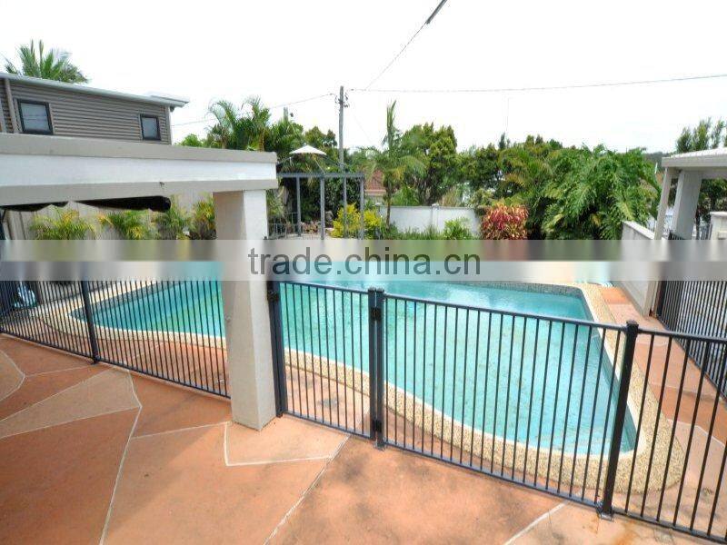 Powder coated flat top iron pool fencing