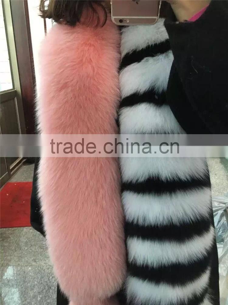 Personality Design Patchwork Real Fox Fur Shawl Scarf Women Winter