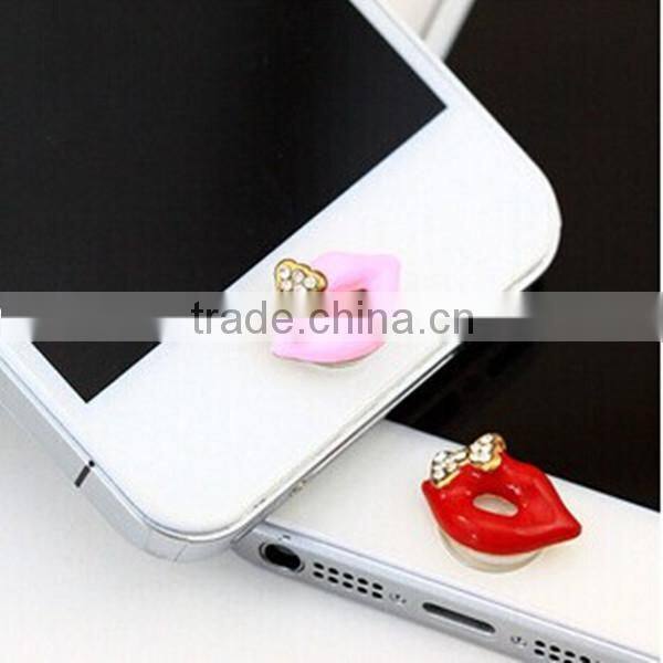Cute Diamond Red Lips Button Stickers for iPhone 5s Stickers