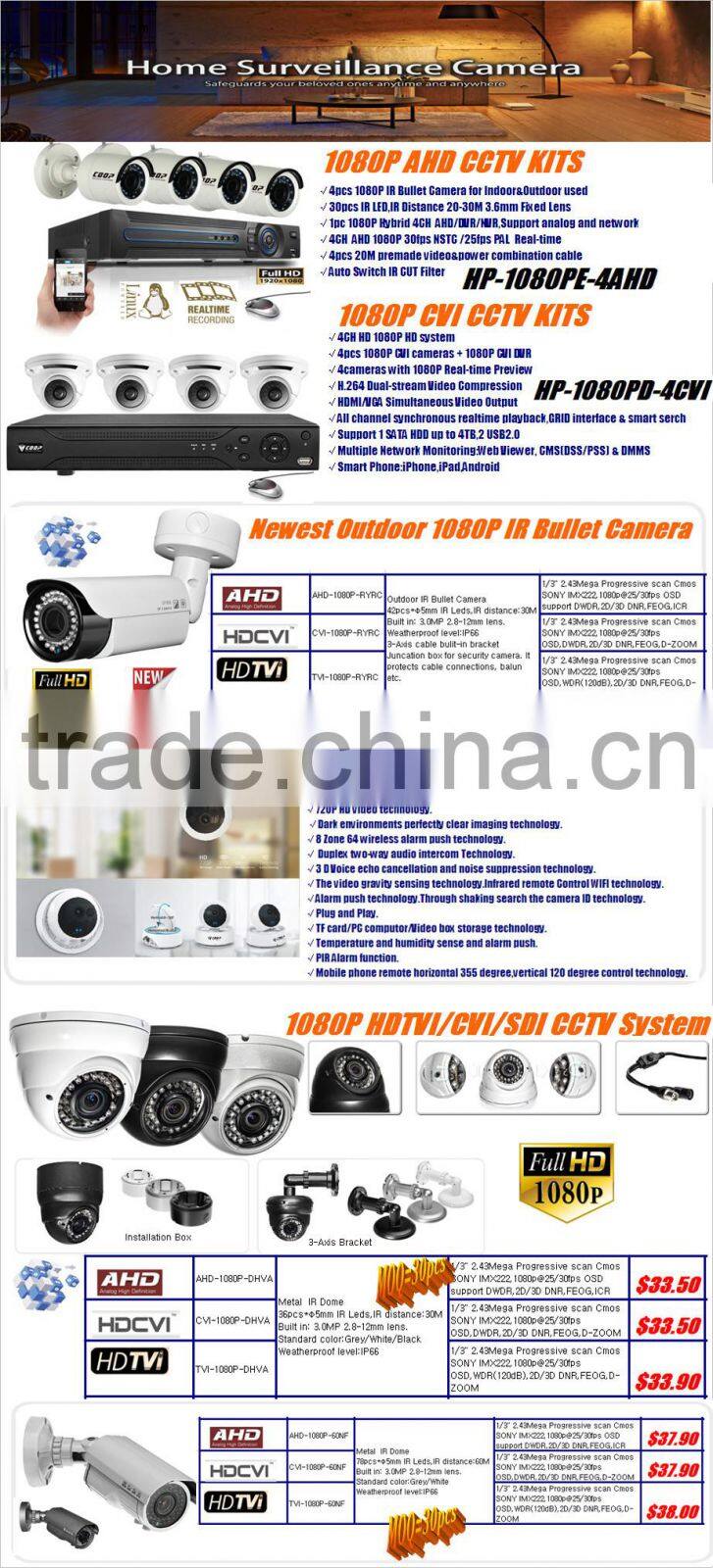 FULL HD CCTV Camera 1/3 Sony Senser 2.0 Magepixel waterproof Outdoor TVI Camera