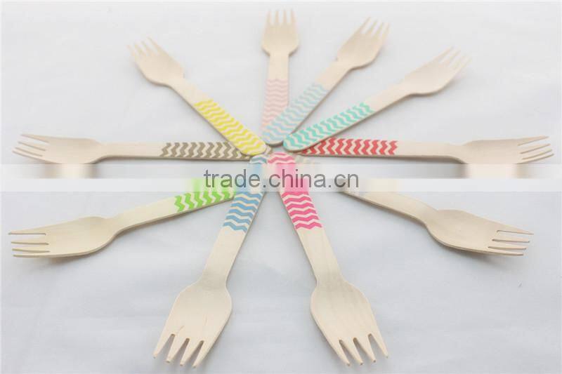 Pink Stripe Polka Dot Chevron Wooden Fork wooden utensil Wedding Deco Fork